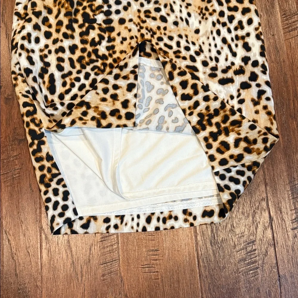 Size 2P Worthington Leopard Print Pencil Skirt Side Slit